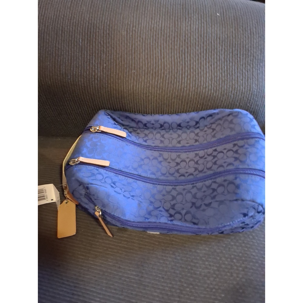 Coach Voyage Signature Mini Dopp Kit Blue Jacquard Travel Toiletry Bag F77121 - Picture 2 of 4